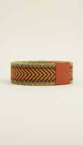 Textured Woven Belt with Brass Buckle